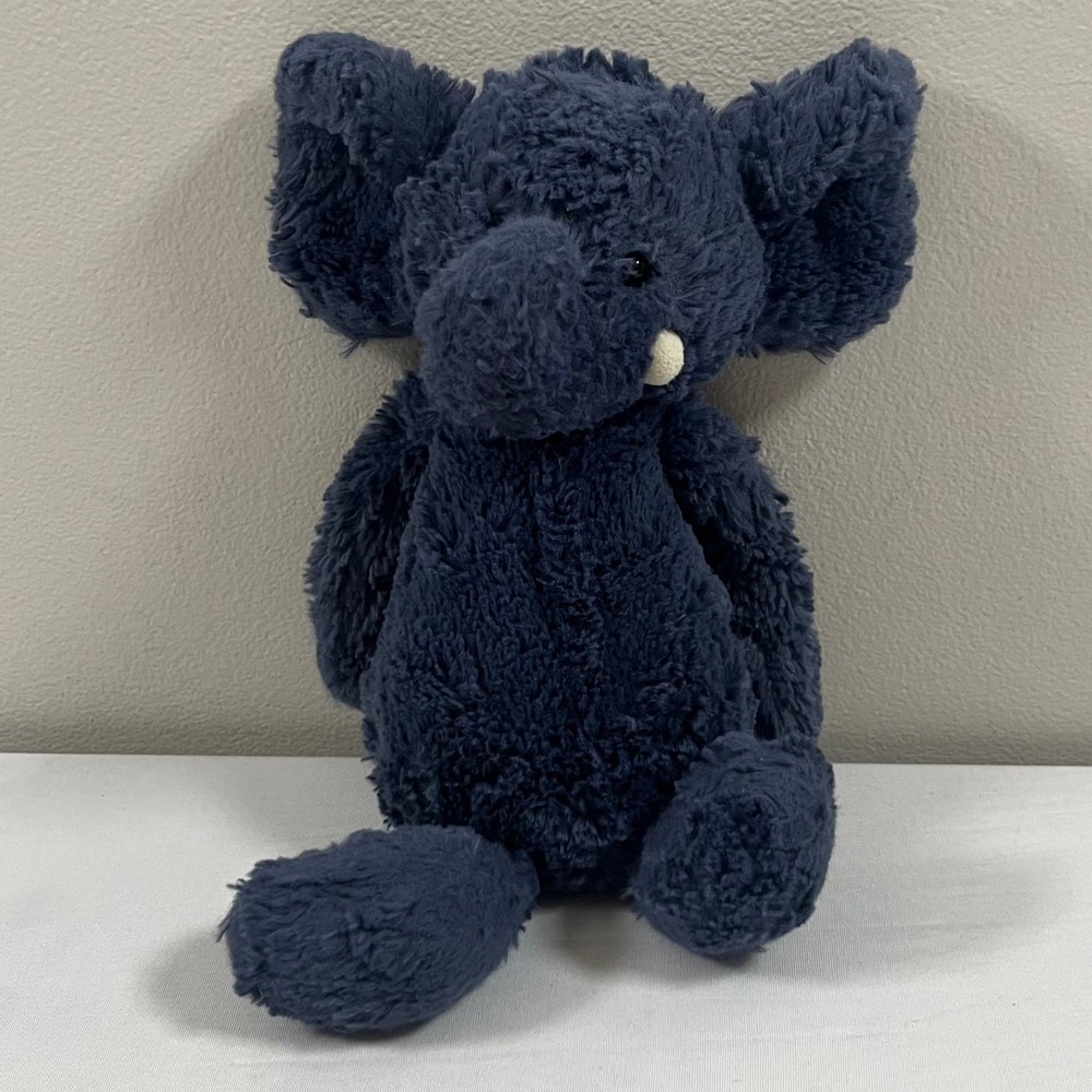 Jellycat Bashful Navy Blue Elephant Plush Stuffed Animal 12" Medium